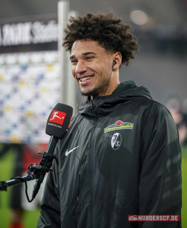 Kevin Schade beim Postmatch-Interview